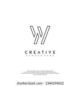 abstract logo letter W in modern lines design concept