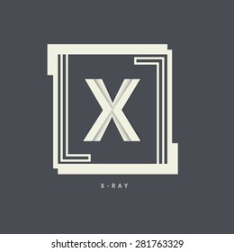 Abstract logo letter X with border vector. 