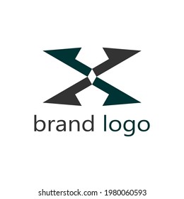 abstract logo letter X in dark green and dark gray color