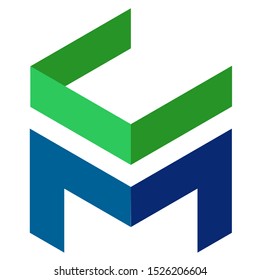 abstract logo letters C and M