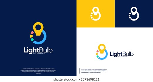 abstract logo light bulb, smart technology, network connection, vector graphic template.