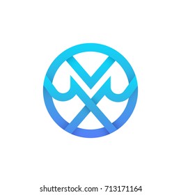 Abstract logo linear icon circle sign vector design.