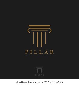 Abstract logo of luxury columned antique building for attorney, law, university and museum.