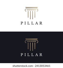 Abstract logo of luxury columned antique building for attorney, law, university and museum.