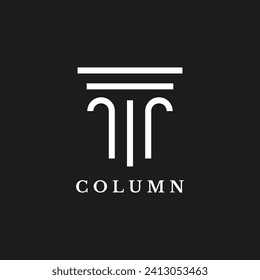 Abstract logo of luxury columned antique building for attorney, law, university and museum.