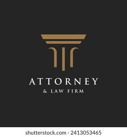 Abstract logo of luxury columned antique building for attorney, law, university and museum.
