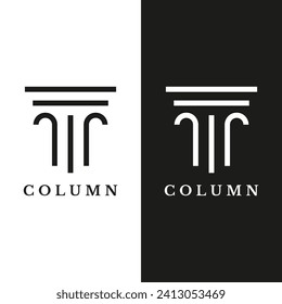 Abstract logo of luxury columned antique building for attorney, law, university and museum.