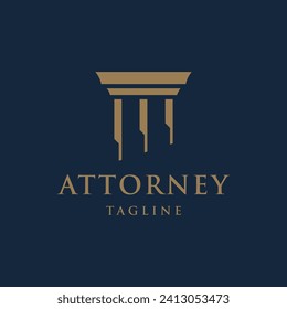 Abstract logo of luxury columned antique building for attorney, law, university and museum.