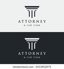 Abstract logo of luxury columned antique building for attorney, law, university and museum.