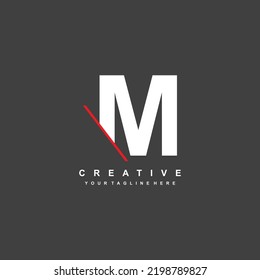 
abstract logo M with red line cut. M logo template design is elegant and luxurious. initial letter M