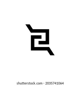 abstract logo. made of 2 rectangle that are cut and given additional lines at the corners. This logo design will still look cool if it is rotated 45 degrees