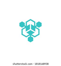 abstract logo from manipulated hexagon shape. for network, safety, and technology company