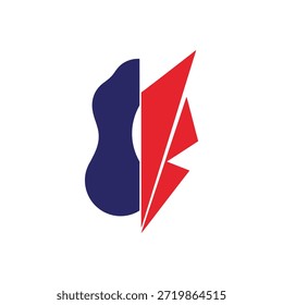 Abstractas marca de logotipo con mancha azul y Formas geométricas rojas
