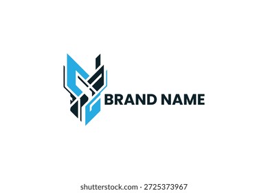 Marca de logotipo abstrato mesclando letras estilizadas c e g em forma angular única usando elementos azuis contrastantes preto e branco gráfico profissional para o conceito de identidade empresarial digital de pensamento avançado