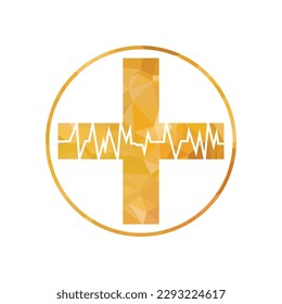 Abstract logo for a medical center. Polygonal illustration of a cross.