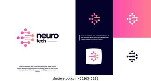 abstraktes Logo des modernen technologischen Nervensystems, künstliche Intelligenz, Verbindungsschaltung, grafisches Illustrationsdesign.