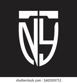 Abstract logo monogram with emblem style isolated on black background