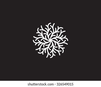 Abstract logo monogram. A snowflake from the branches white.