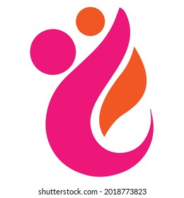 Abstract logo of a mother hugging her child