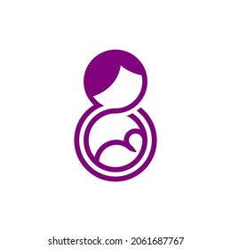 Abstract logo of a mother who is pregnant or holding her baby is suitable for a logo that depicts mother's love