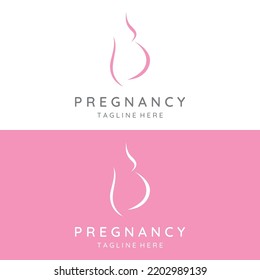 Abstract logo of mother or woman carrying baby or pregnant. Logos for clinics, pharmacies and hospitals.