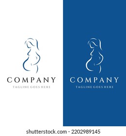 Abstract logo of mother or woman carrying baby or pregnant. Logos for clinics, pharmacies and hospitals.