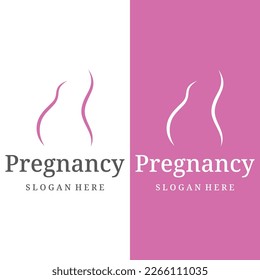 Abstract logo of mother or woman carrying baby or pregnant. Logos for clinics, pharmacies and hospitals.