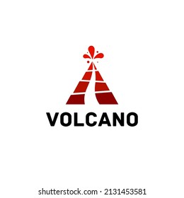 Abstract logo mountain and erupting volcano 