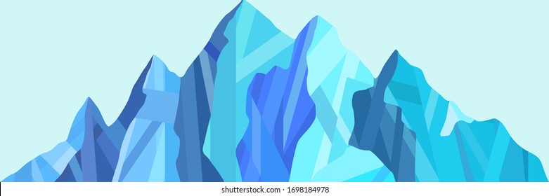Abstract logo of mountain ranges, blue tones. Vector background