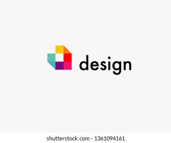 Abstract logo multicolored squares for company design