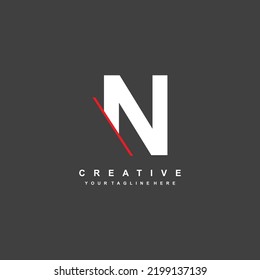 abstract logo N with red line cut. N logo template design is elegant and luxurious. initial letter N