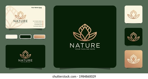 logotipo abstracto diseño de la naturaleza de la hoja y flor , símbolo de icono y tarjeta de visita