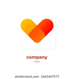 Logotipo abstracto con corazón de espacio negativo