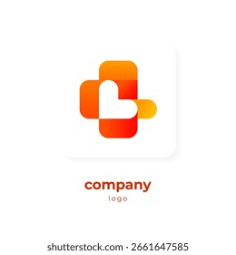 Logotipo abstracto con corazón de espacio negativo