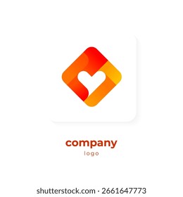 Logotipo abstracto con corazón de espacio negativo
