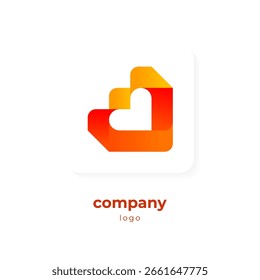abstract logo with negative space heart