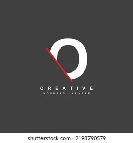 
logotipo abstracto O con línea roja cortada. El diseño de la plantilla del logotipo es elegante y lujoso. letra inicial O