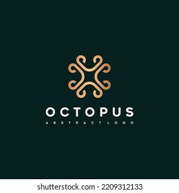 pulpo de logotipo abstracto con estilo de línea