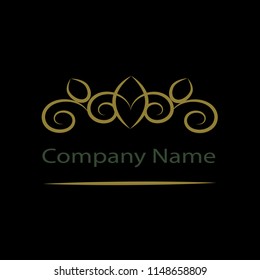 Abstract logo on a black background. You can use the registration of a trade mark, business cards, a restaurant, a boutique, a hotel. Vector illustration
