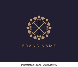 abstract logo ornament design, with the concept of circular flowers and leaves. vector illustration