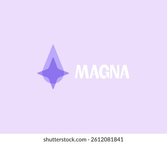Abstract logo of overlapping drop and four-pointed star. Creative water liquid vector sign. Flash light symbol.