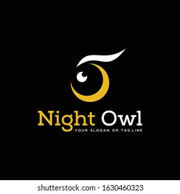 abstract logo owl nigh vector template