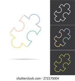 Abstract logo pastel jigsaw vector.