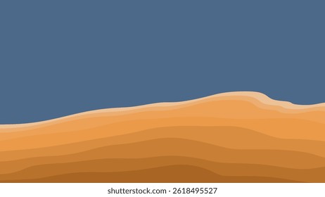 Abstract logo pattern of sand, dunes, beach, steep rocks, mountains, desert with wavy lines in beige. Logo template, icon, badge, pictogram, symbol, sign for tourism, travel, interesting places