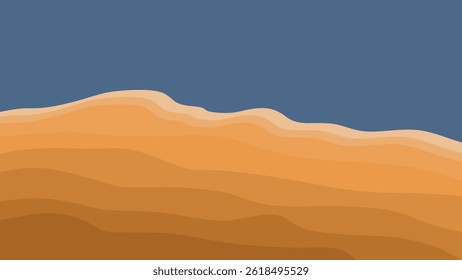 Abstract logo pattern of sand, dunes, beach, steep rocks, mountains, desert with wavy lines in beige. Logo template, icon, badge, pictogram, symbol, sign for tourism, travel, interesting places