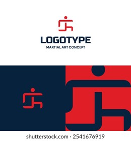 Logotipo abstrato Pessoa Figura Luta Dojo de Arte Marcial