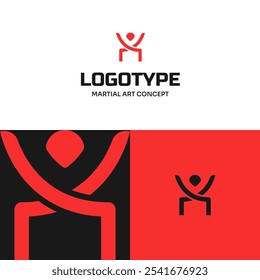 Logotipo abstrato Pessoa Figura Luta Dojo de Arte Marcial