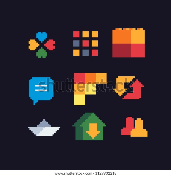 Abstract Logo Pixel Art Icons Set Stock Vector (Royalty Free ...