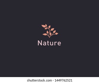 Abstract logo plant branch with leaves for company