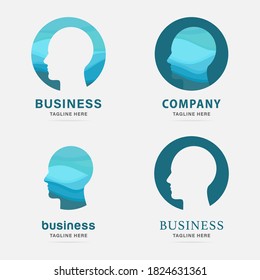 Abstract logo profile human head in circle. Flat colorful design template for consulting logo, education courses, icon businessman, sign for identity digital and technology company.Vector illustration